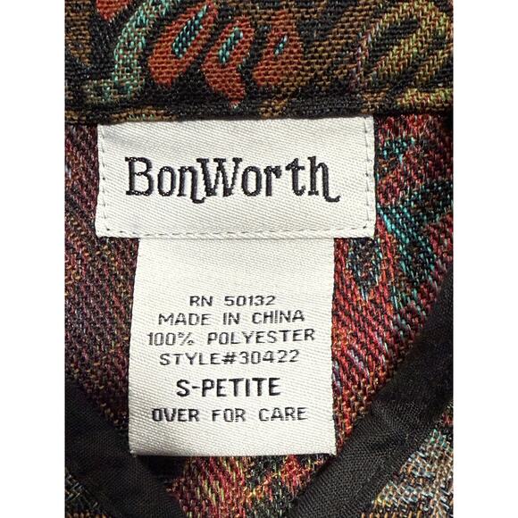 VTG BonWorth Tapestry Blazer Jacket 30422 Womens Small Petite SP Paisley Floral - Picture 2 of 8
